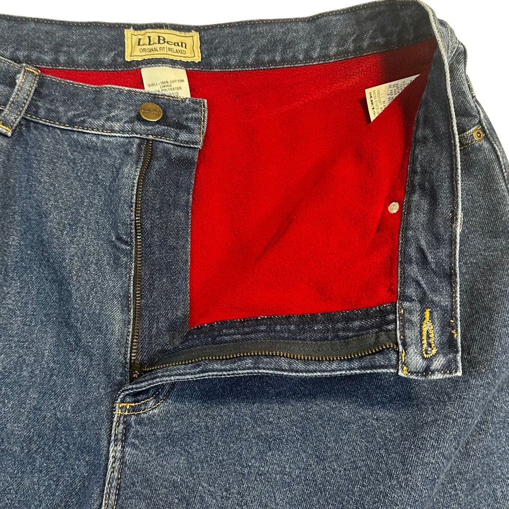 Vintage L.L. Bean Original‎ Fit Relaxed Jeans Denim Fleece Lined Women Size 18
